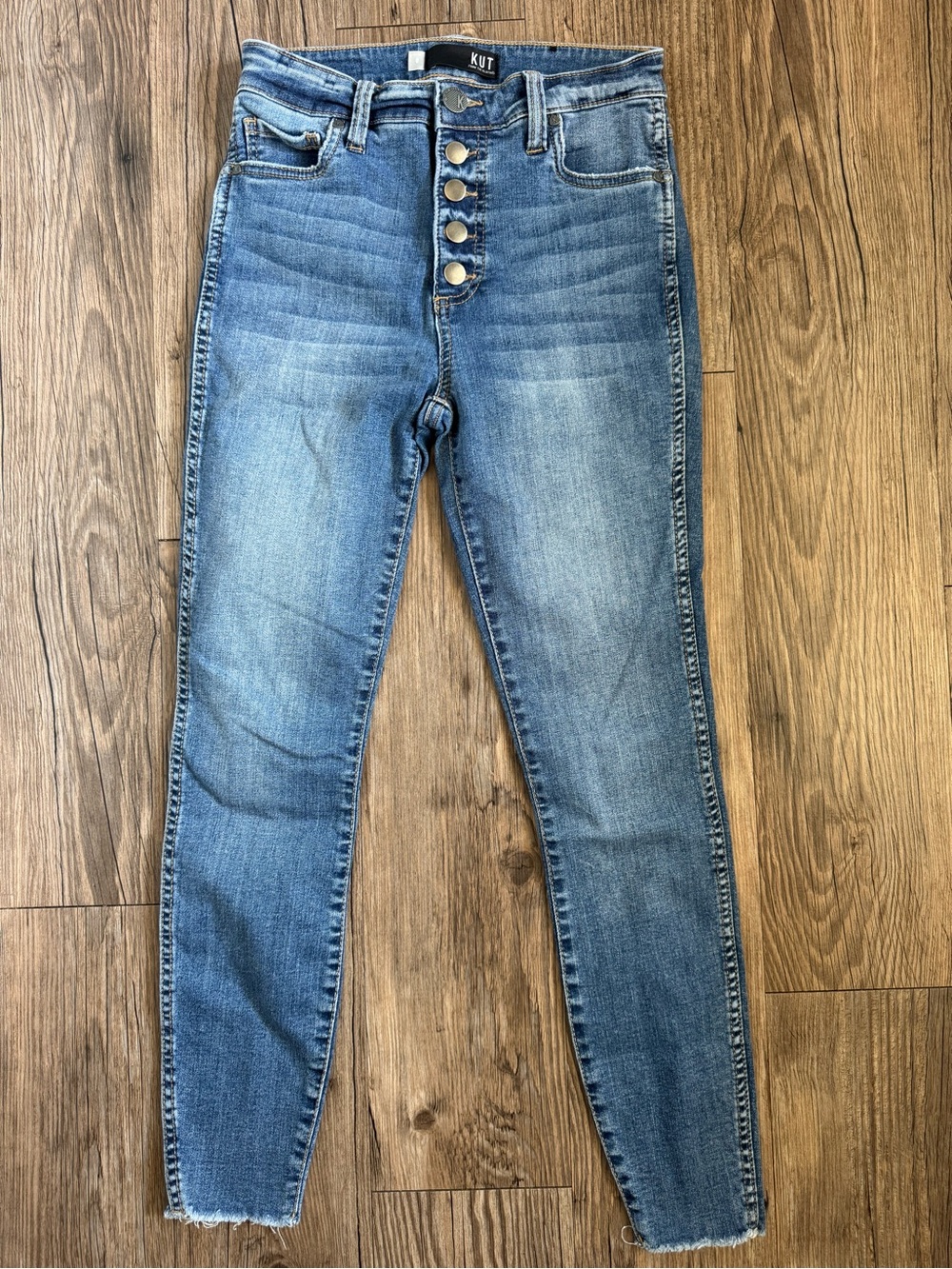 Kut from the Kloth Medium Blue Donna High-Rise Ankle Skinny Jeans Size 0 - Picture 2 of 5